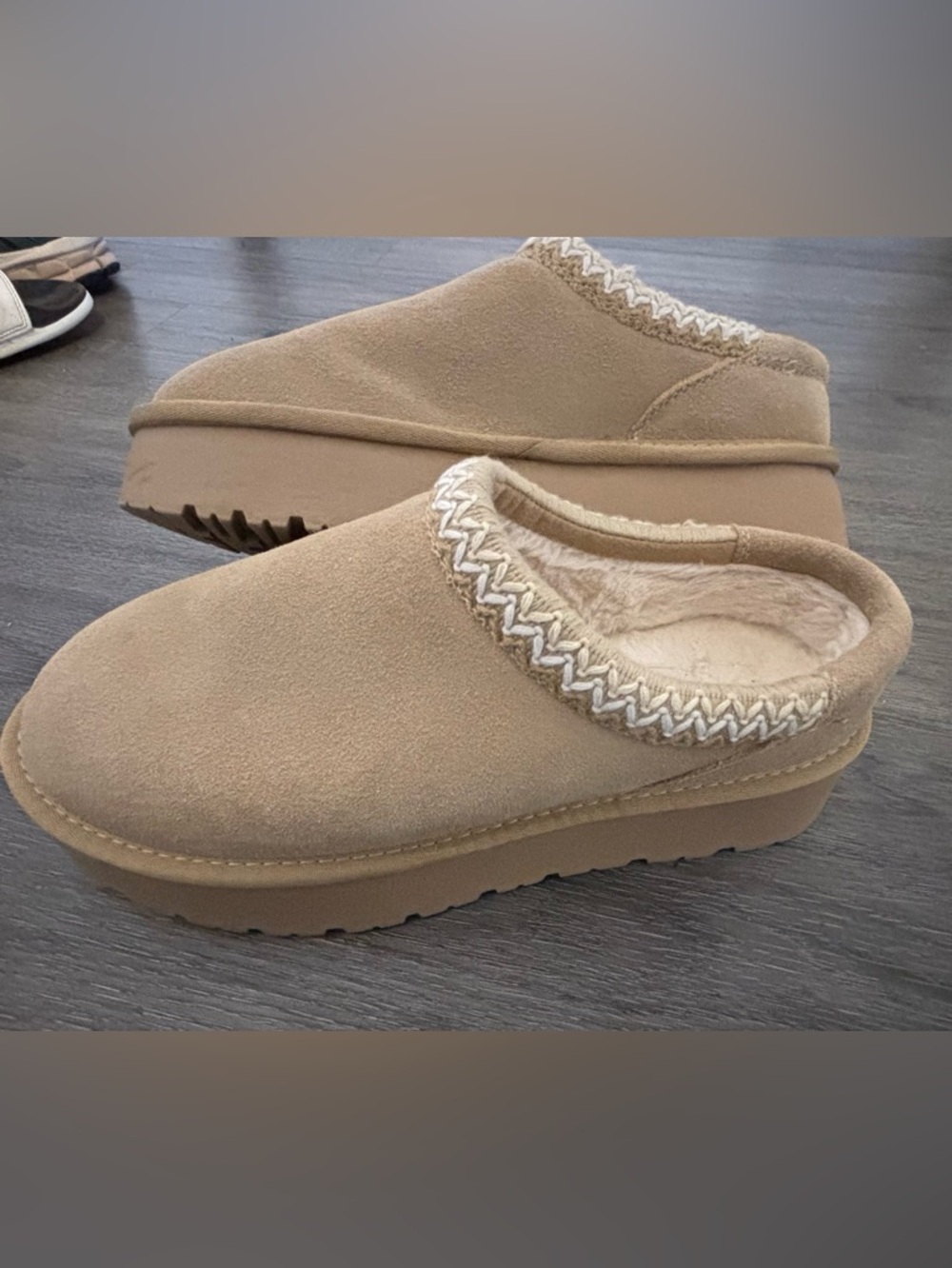 Women’s Cozy Slip-On Suede Mules in Tan - Picture 6 of 6